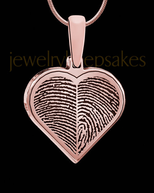 Two-thumbprint Rose Gold Plated Silver Heart Pendant
