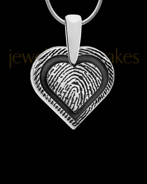 Bounded Heart Sterling Silver Thumbprint Pendant