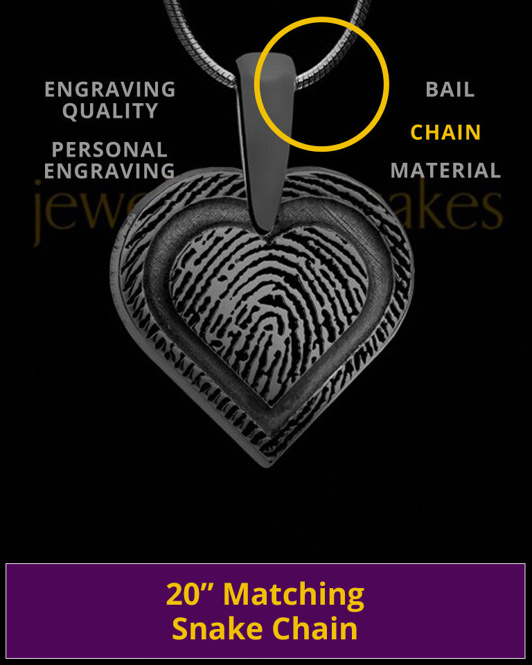Bounded Heart Thumbprint Black Plated Pendant