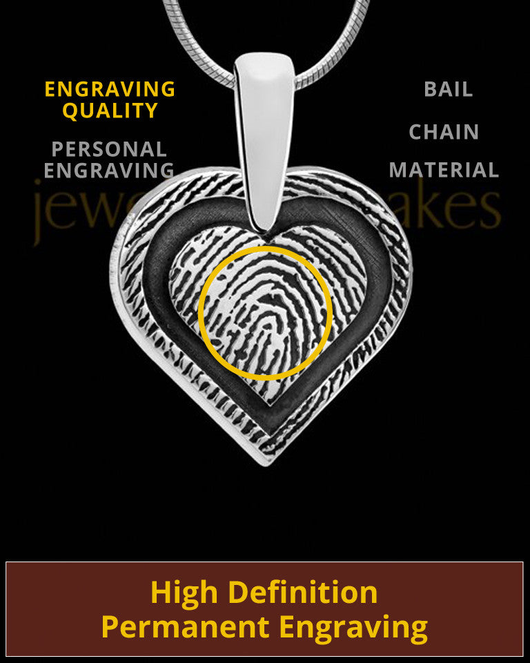 Bounded Heart Sterling Silver Thumbprint Pendant