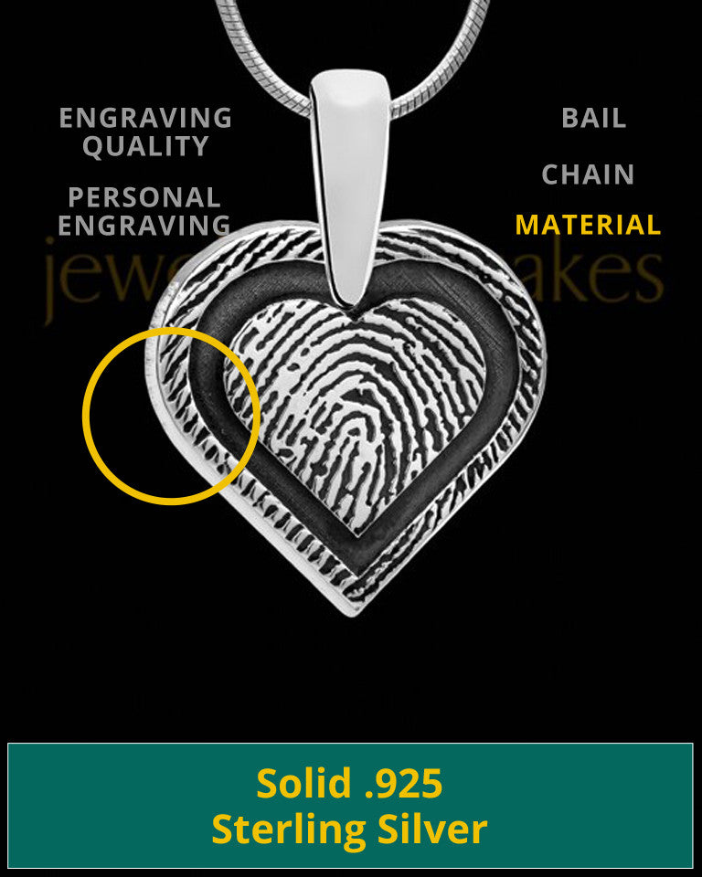 Bounded Heart Sterling Silver Thumbprint Pendant