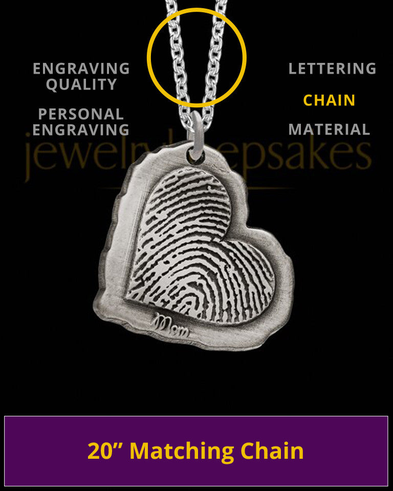 Antiqued Sterling Silver Heart Thumbprint Pendant