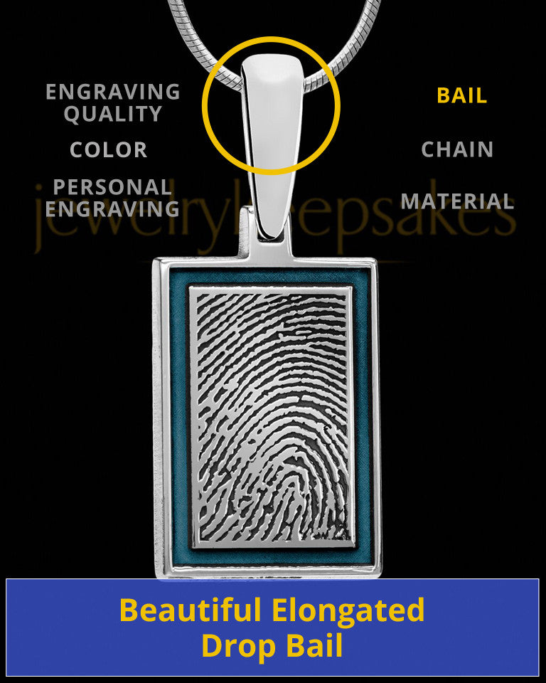 Indigo Framed Rectangle Sterling Silver Thumbprint Pendant