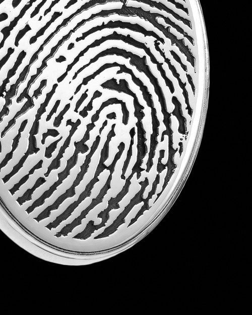 Oval Sterling Silver Thumbprint With Signature Pendant
