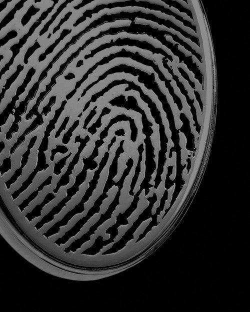 Black Plated Oval Thumbprint Pendant With Signature