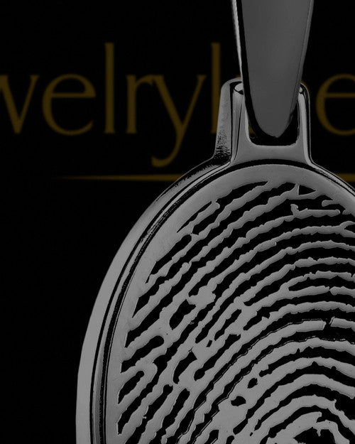 Black Plated Oval Thumbprint Pendant With Signature