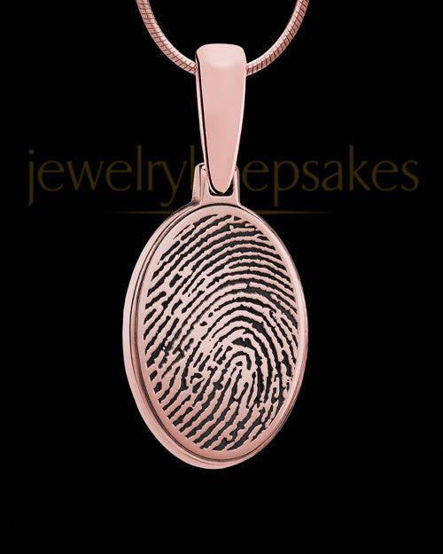 Oval Thumbprint Rose Gold Plated Pendant With Signature