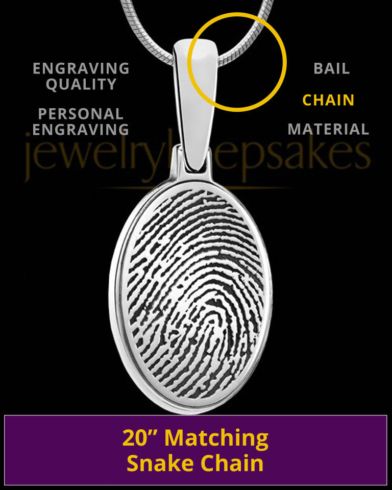 Custom Thumbprint Pendant Necklace in Sterling Silver With Engraving - The Perfect Personalized Gift