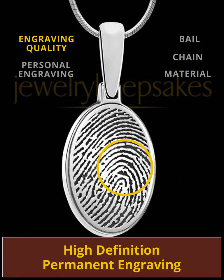 Custom Thumbprint Pendant Necklace in Sterling Silver With Engraving - The Perfect Personalized Gift
