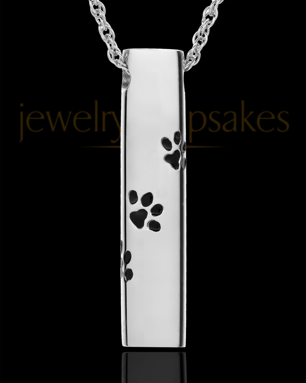 Pet Ash Pendant 14K White Gold Paw Cylinder Keepsake