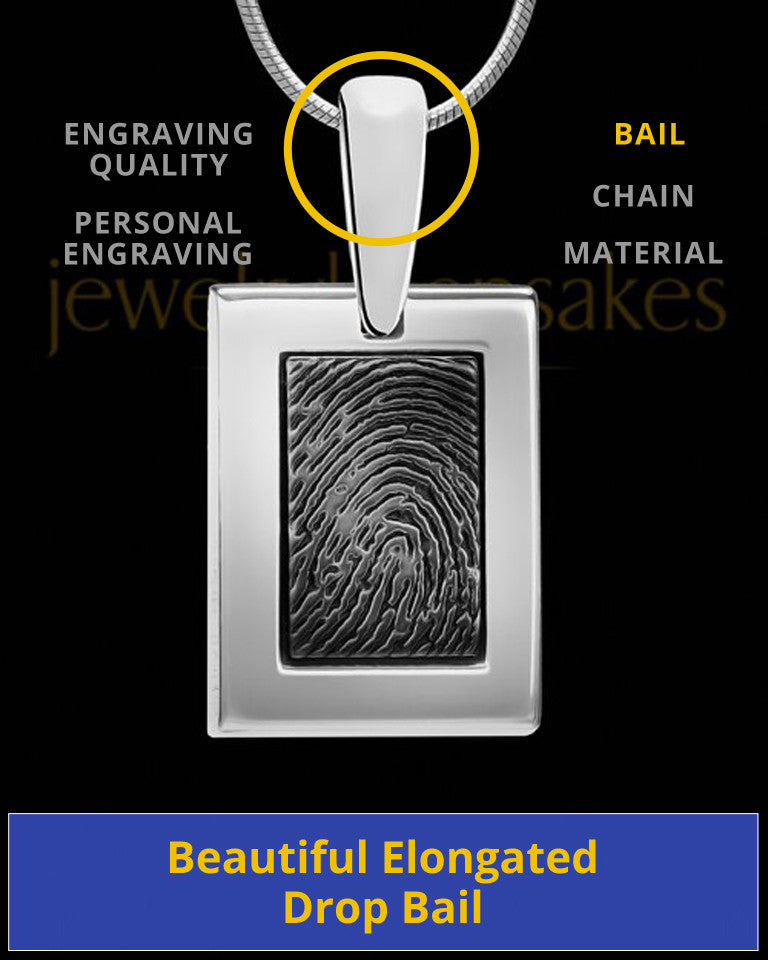 Sterling Silver-framed Black Plated Thumbprint Pendant