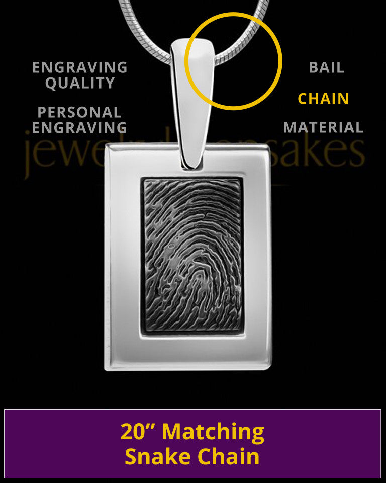 Sterling Silver-framed Black Plated Thumbprint Pendant