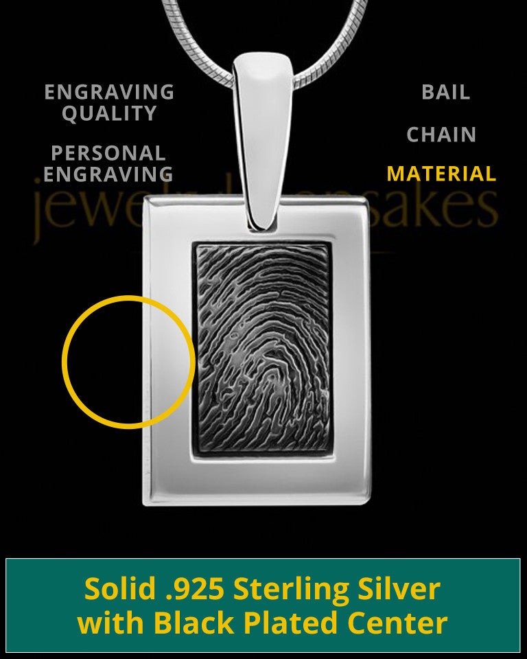 Sterling Silver-framed Black Plated Thumbprint Pendant