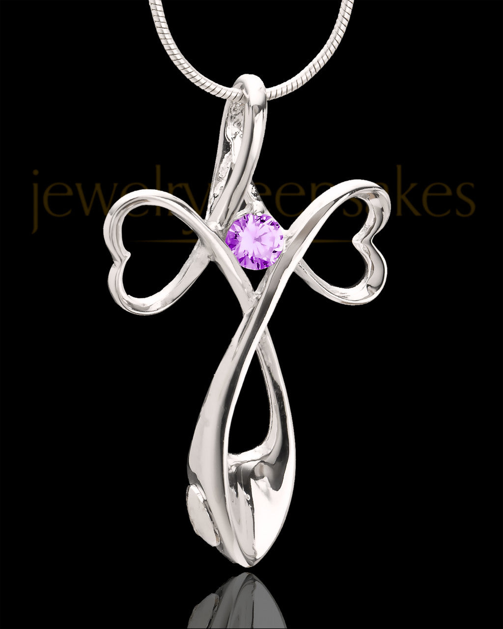 Sterling Silver Purple Forever in My Heart Cremation Urn Pendant