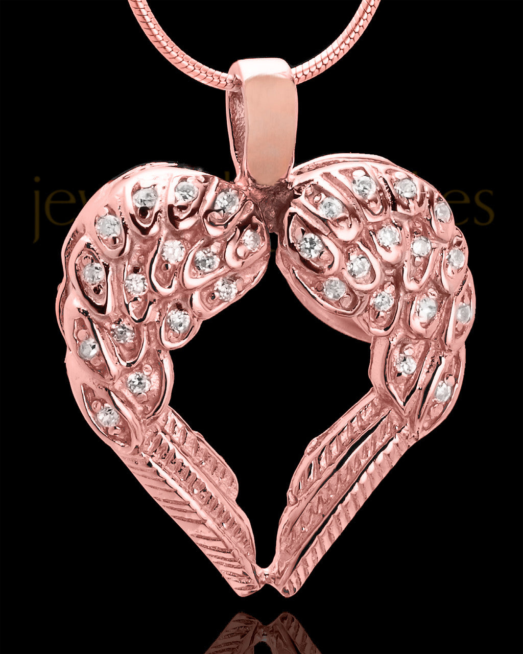 Rose Gold Plated Winged Memories Heart Keepsake Jewelry