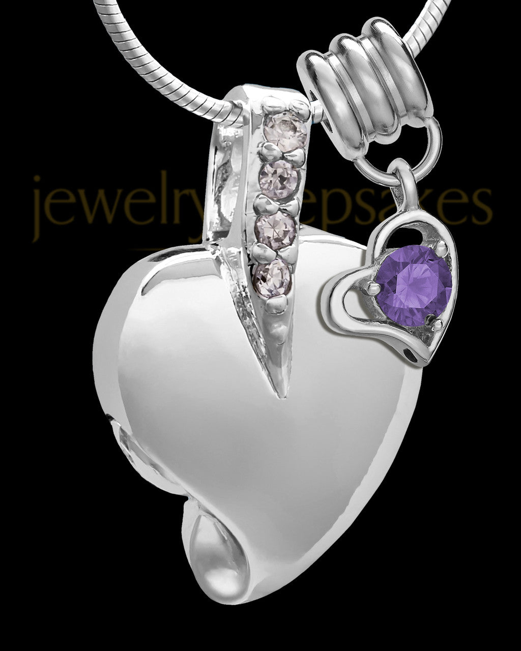 Sterling Silver February Weeping Heart Keepsake Jewelry