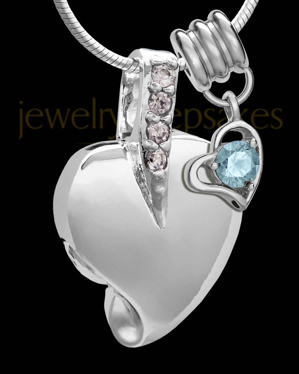 Sterling Silver March Weeping Heart Keepsake Jewelry