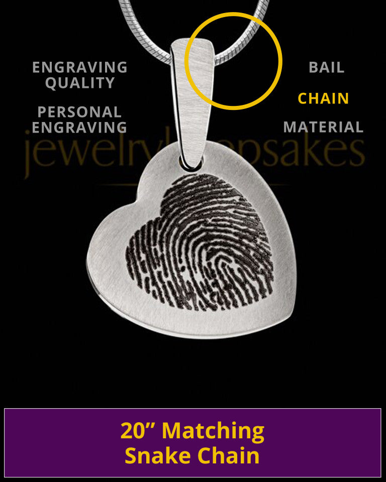 Heart Brushed Stainless Thumbprint Pendant