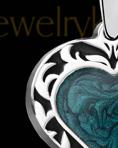 Solid 14K White Gold Paradise Heart Ash Jewelry