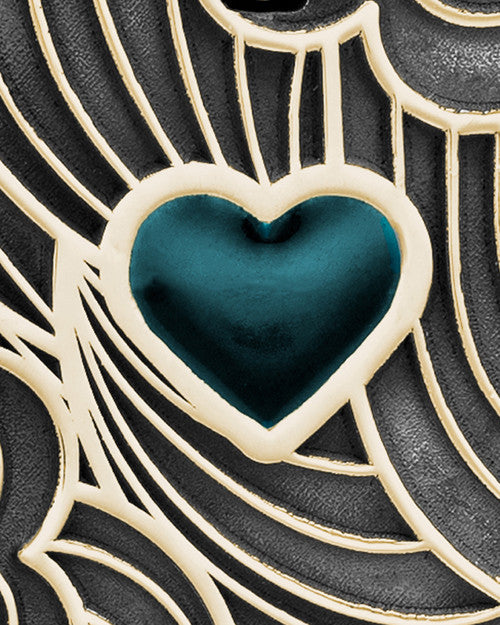 Blue Boxed Heart Gold Ash Jewelry