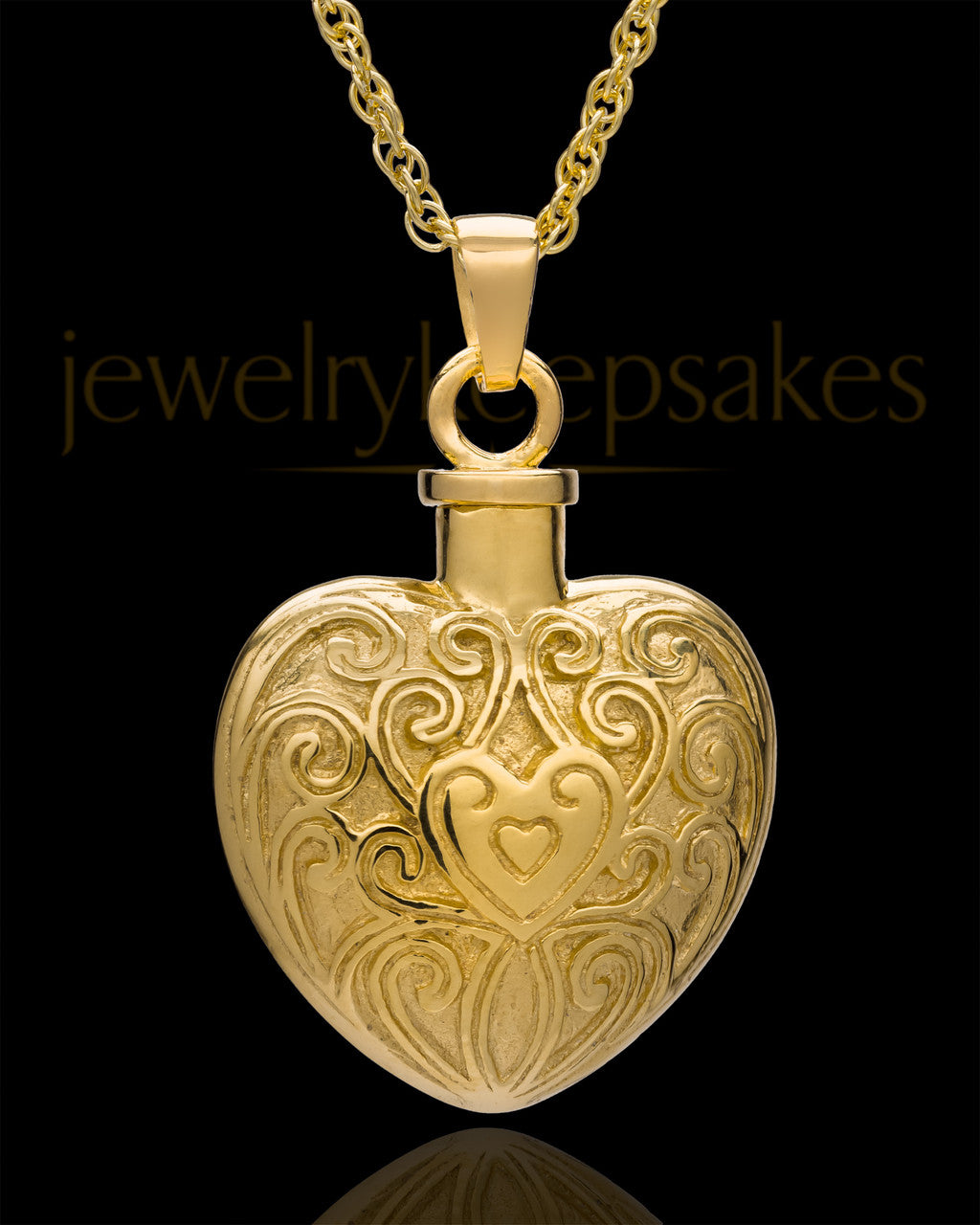 Memorial Pendant 14K Gold Love Filigree Heart