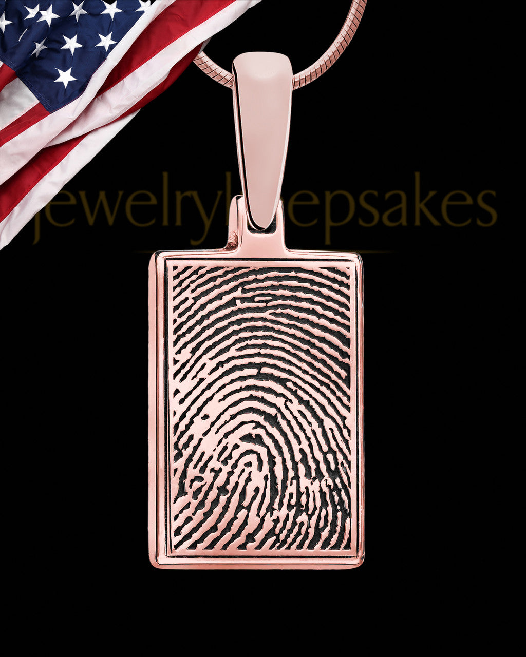 Thumbprint Rectangle Rose Gold Plated Pendant