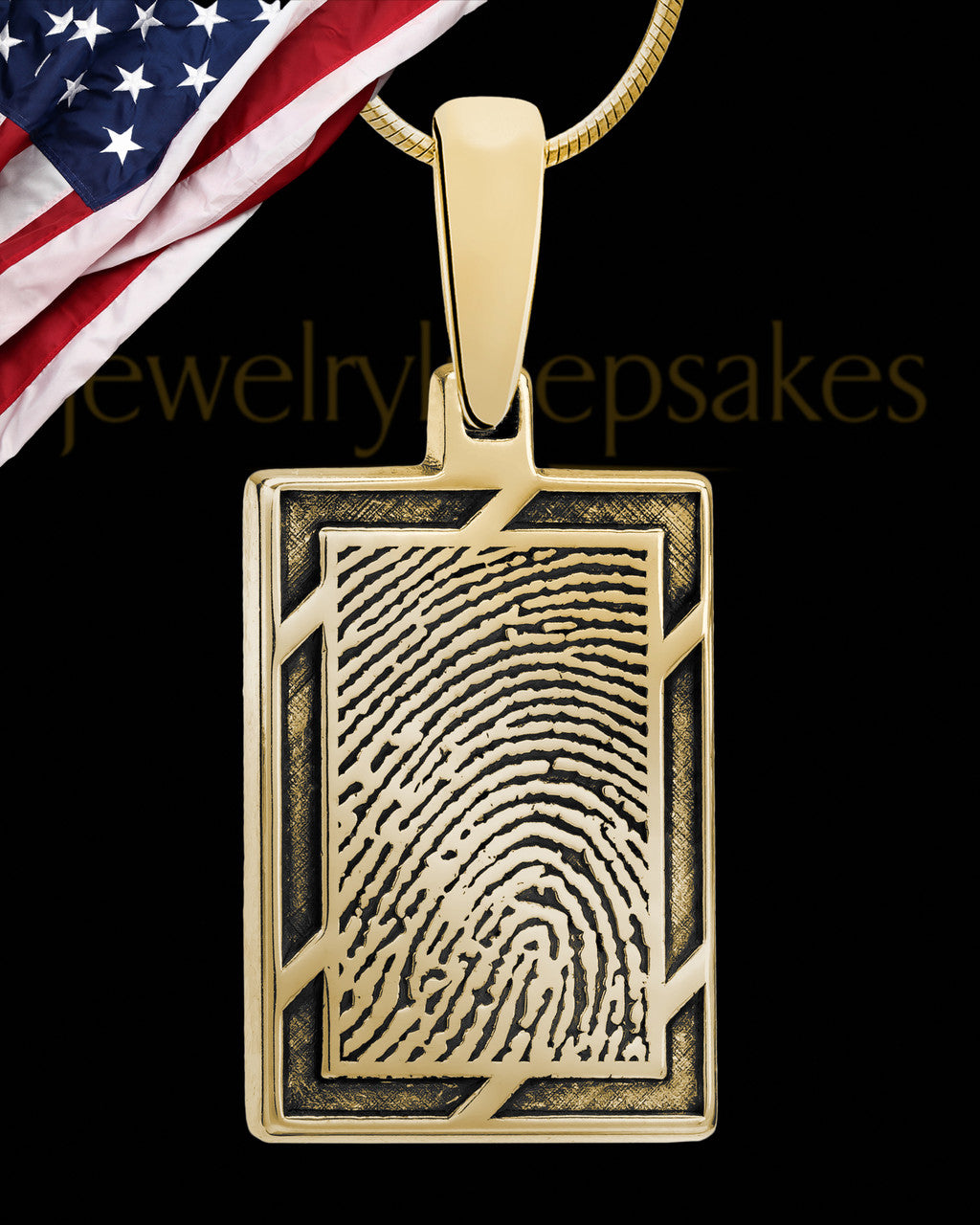 Framed Gold Plated Rectangle Thumbprint Pendant