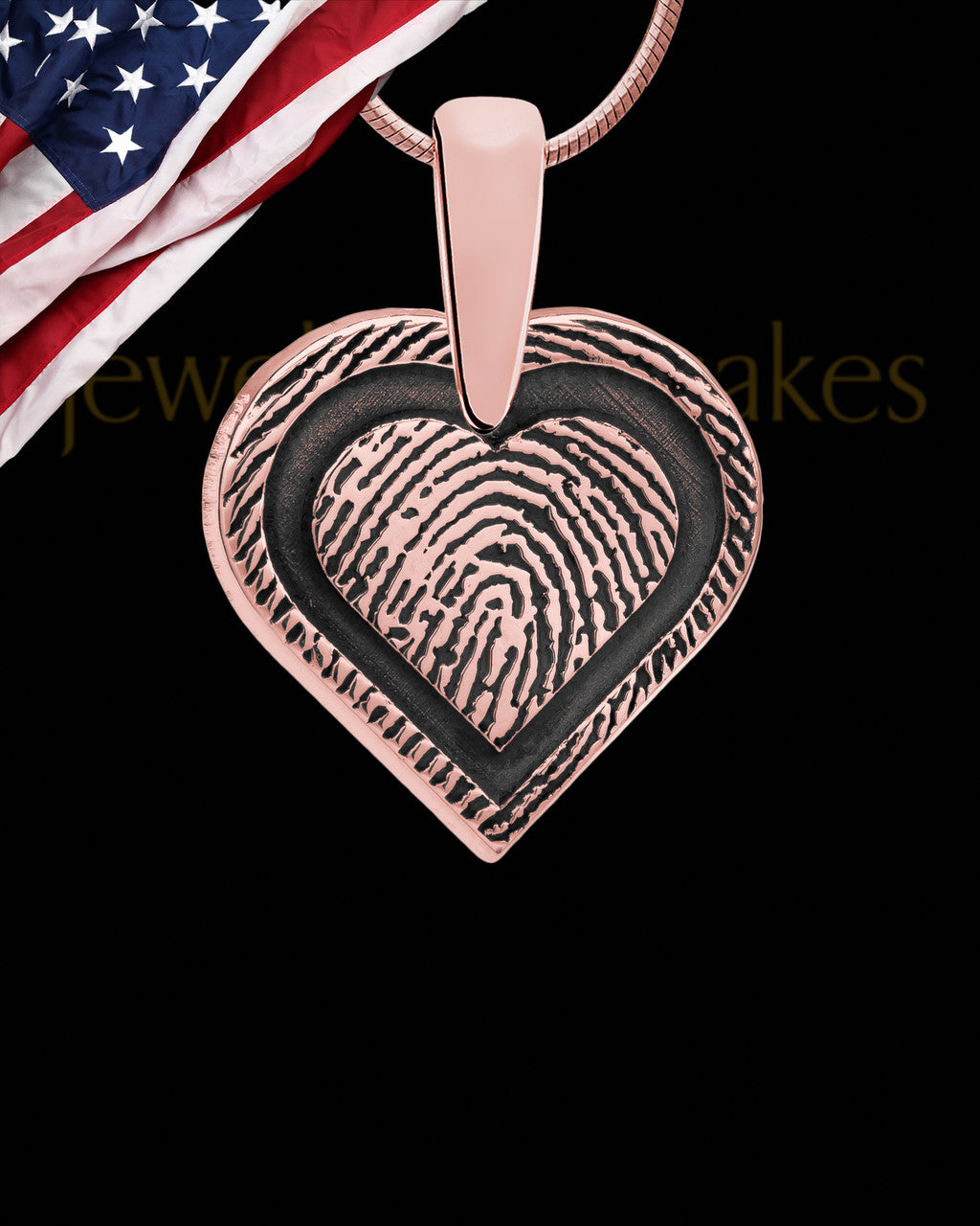 Rose Gold Plated Bounded Heart Thumbprint Pendant