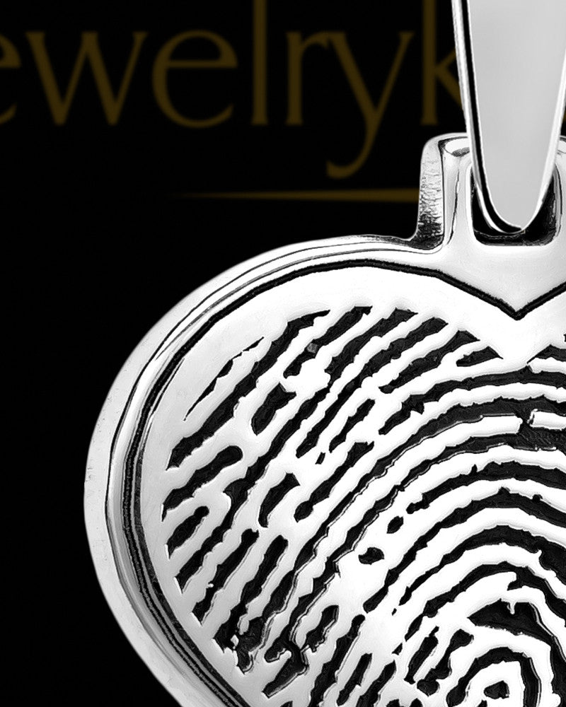Sterling Silver Heart with Birthstone Thumbprint Pendant