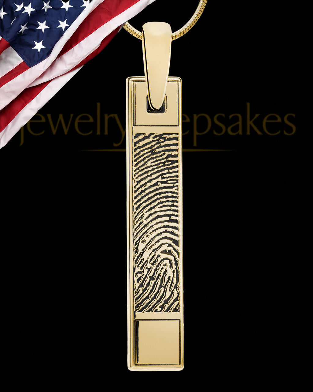 Solid 14k Gold Bar Thumbprint Pendant With Signature