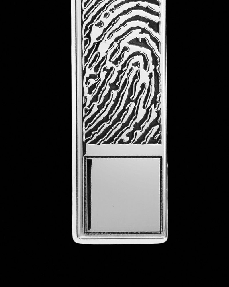 Sterling Silver Bar with Birthstone Thumbprint Pendant