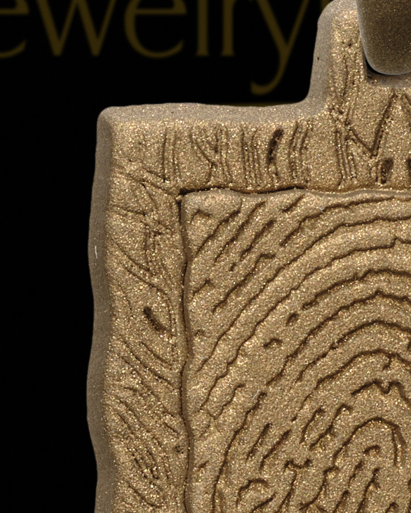 Square Sterling Silver with Bronze Finish Thumbprint Pendant
