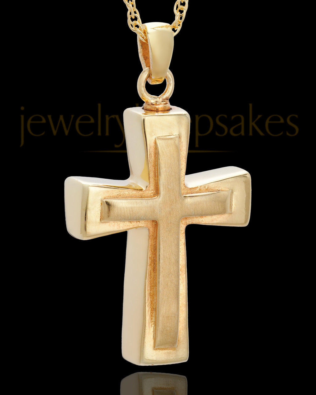 Urn Jewelry 14k Gold Two Cross Keepsake