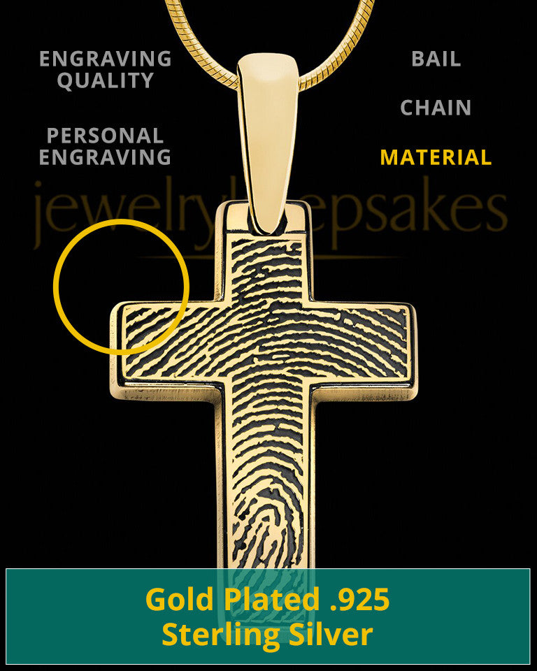 Divine Cross Gold Plated over Sterling Thumbprint Pendant