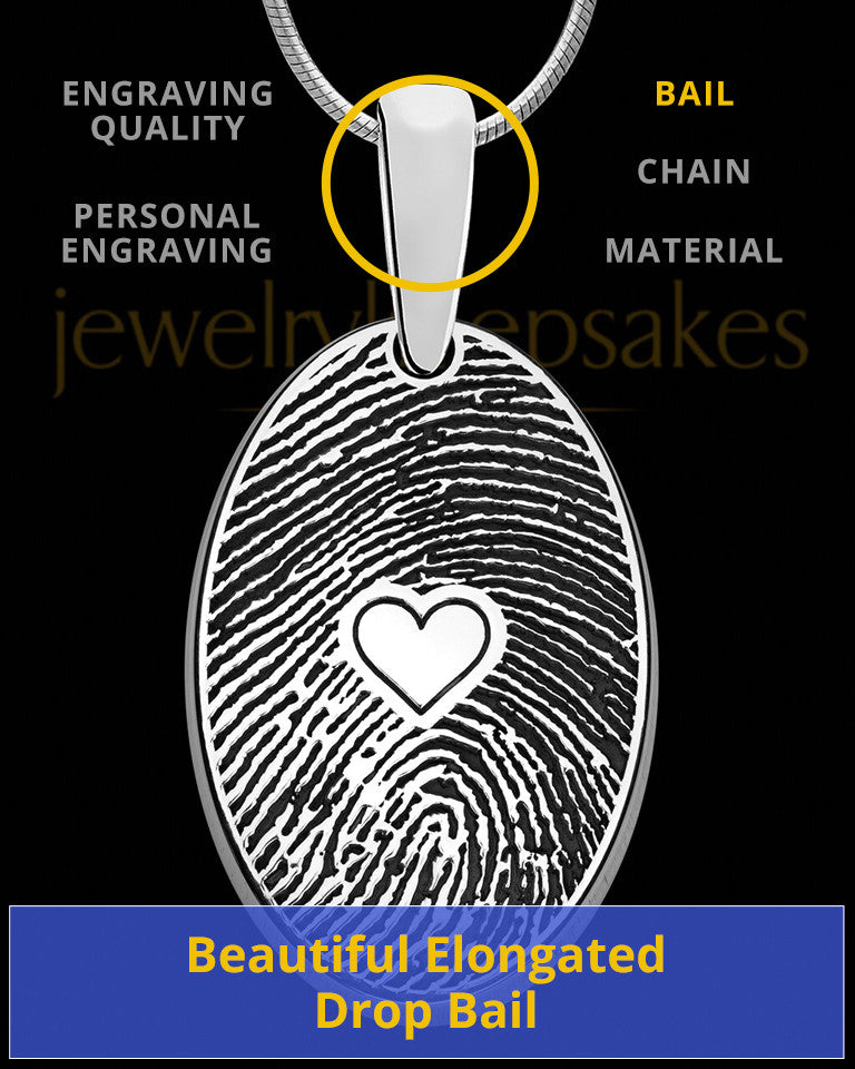 Sterling Silver Heartfelt Oval Heart Thumbprint Pendant