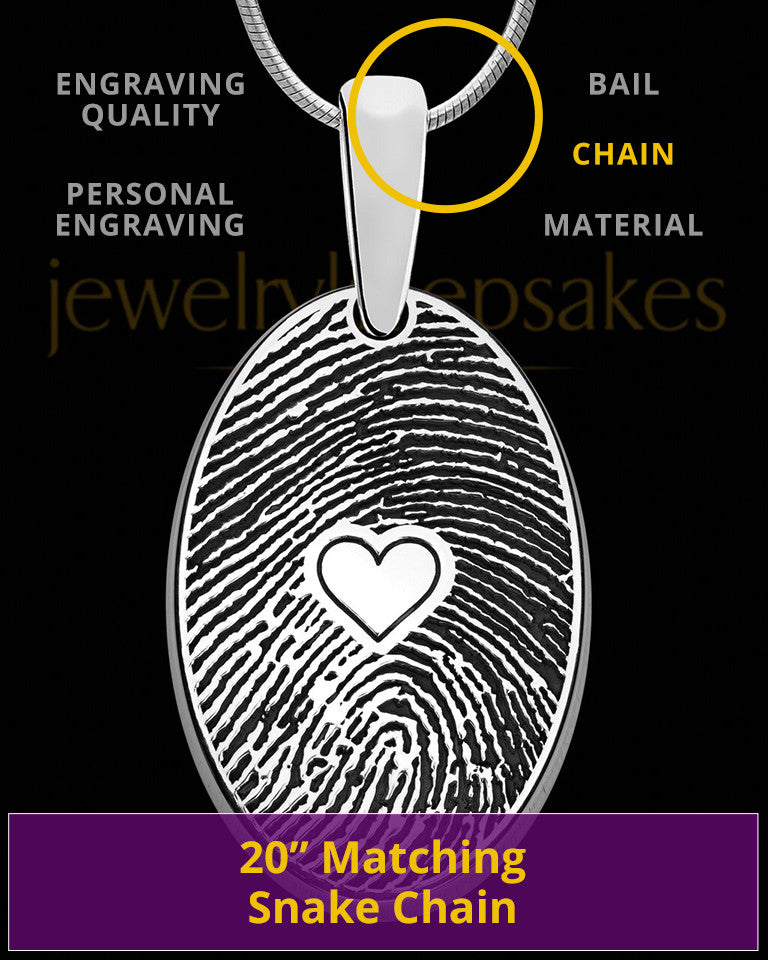 Sterling Silver Heartfelt Oval Heart Thumbprint Pendant