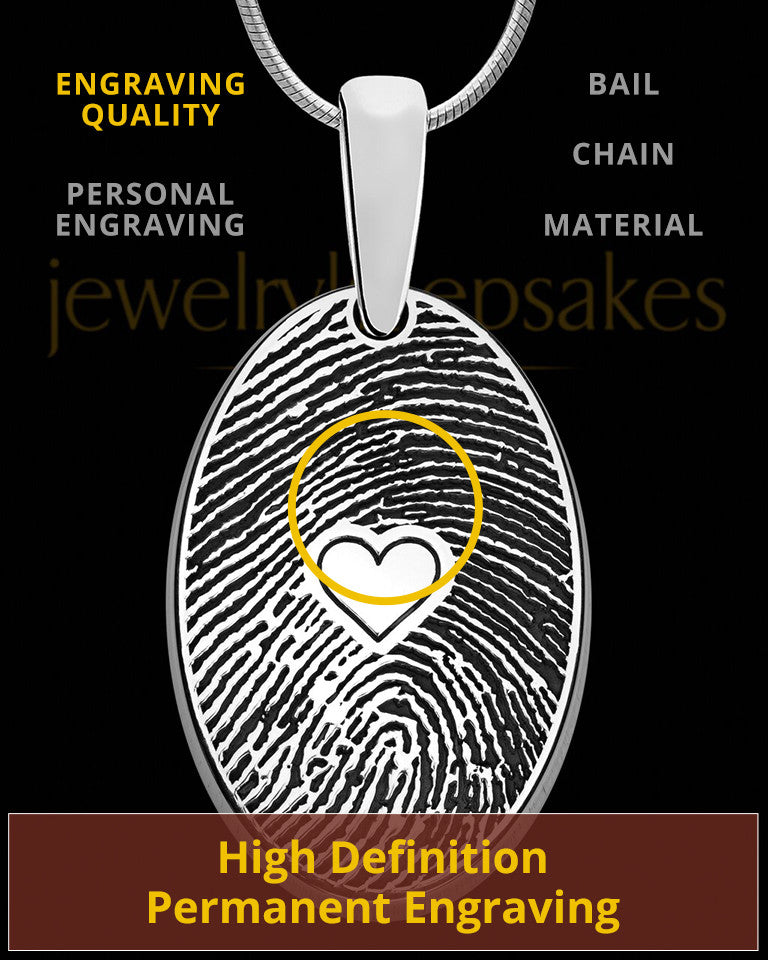 Sterling Silver Heartfelt Oval Heart Thumbprint Pendant