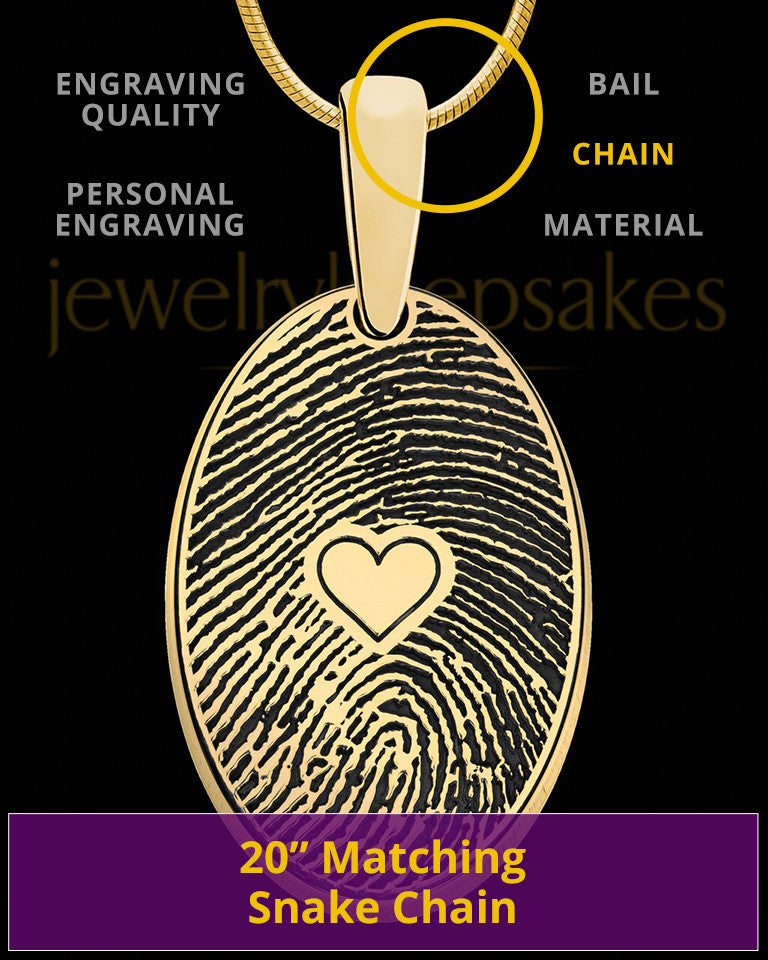 Gold Plated over Sterling Heartfelt Oval Heart Thumbprint Pendant