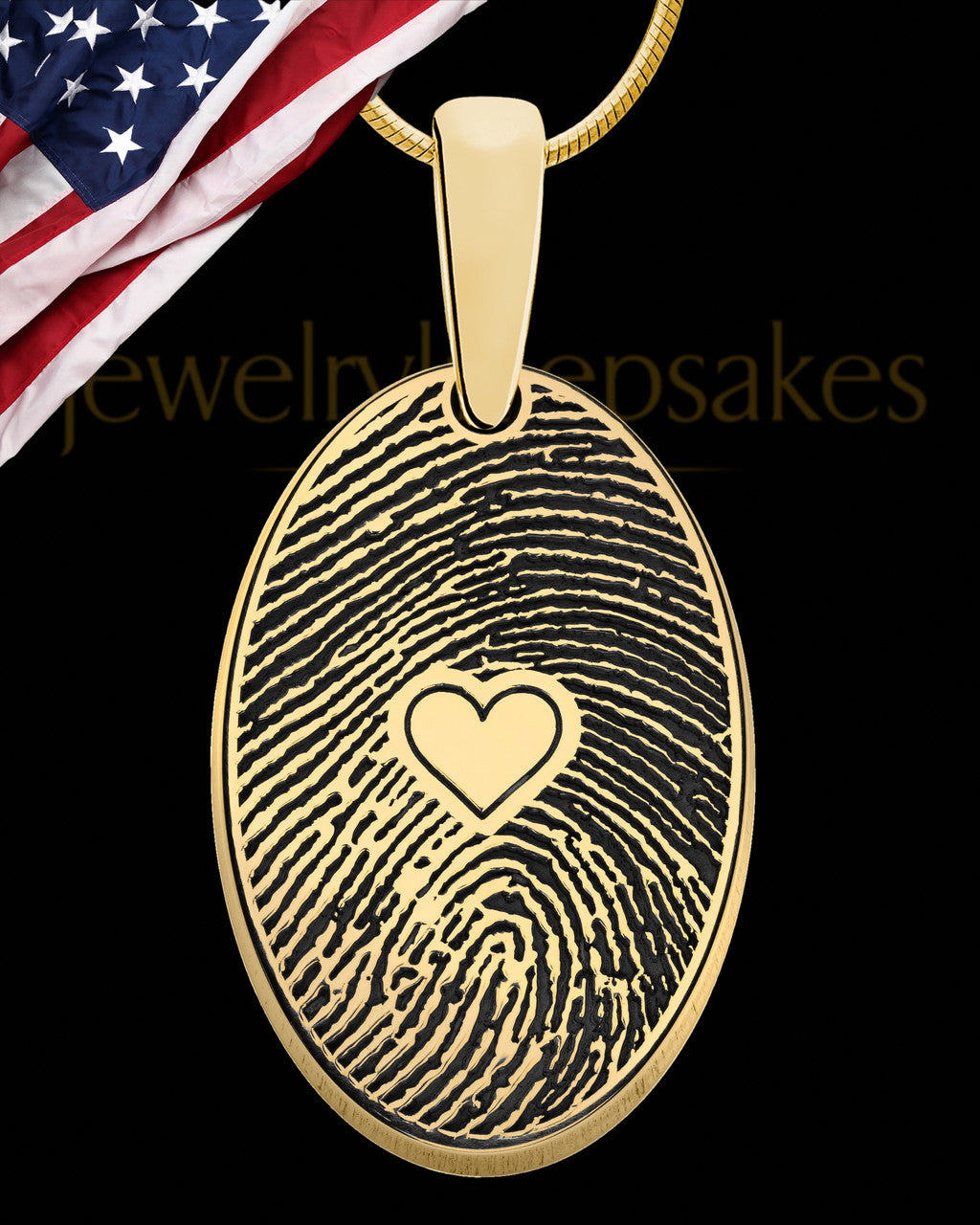 Solid 14k Gold Heartfelt Oval Heart Thumbprint Pendant