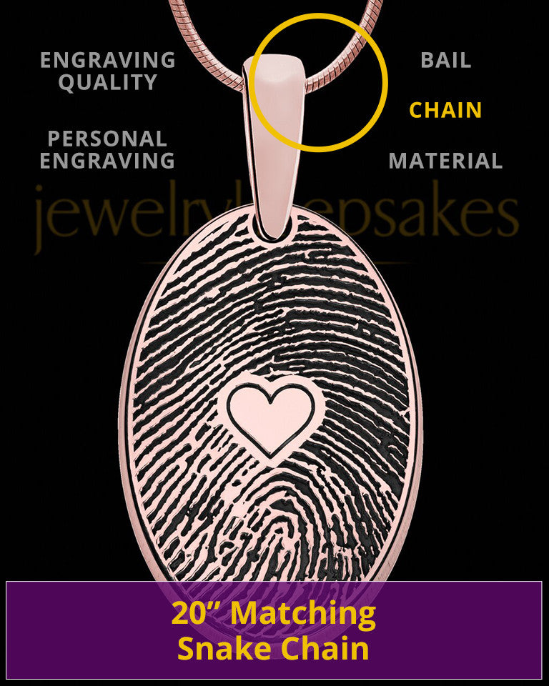 Rose Gold Plated over Sterling Heartfelt Oval Heart Thumbprint Pendant