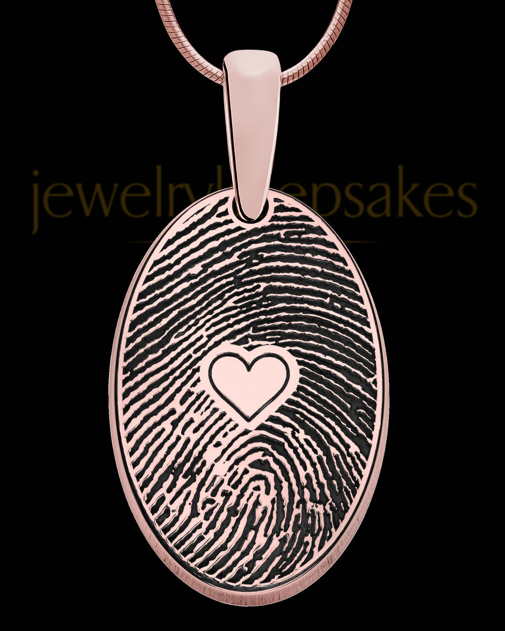 Rose Gold Plated over Sterling Heartfelt Oval Heart Thumbprint Pendant