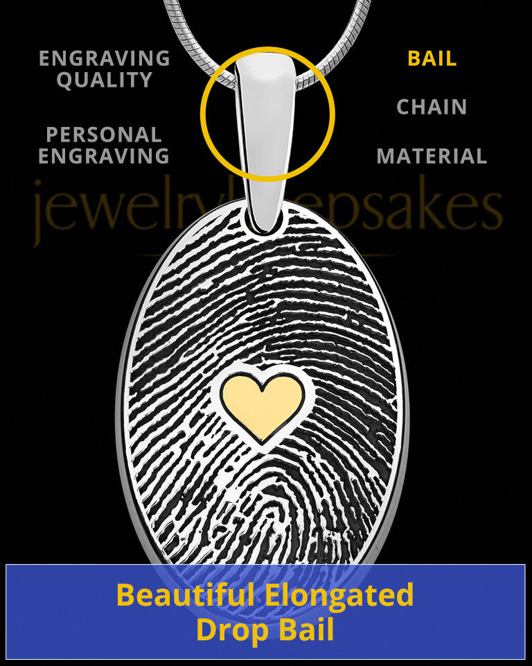 Sterling Heartfelt Oval with Gold Plated Heart Thumbprint Pendant