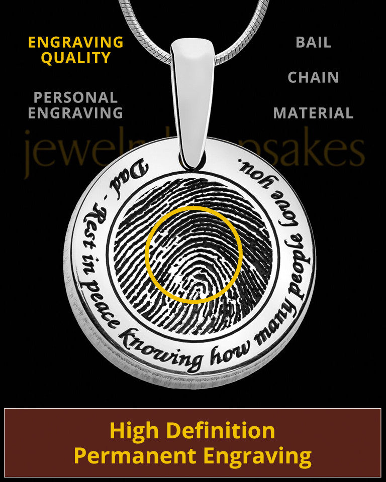 Rounded Solid 14k White Gold Thumbprint Pendant