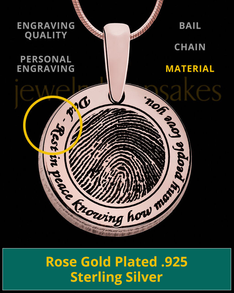 Rounded Rose Gold Plated Sterling Thumbprint Pendant