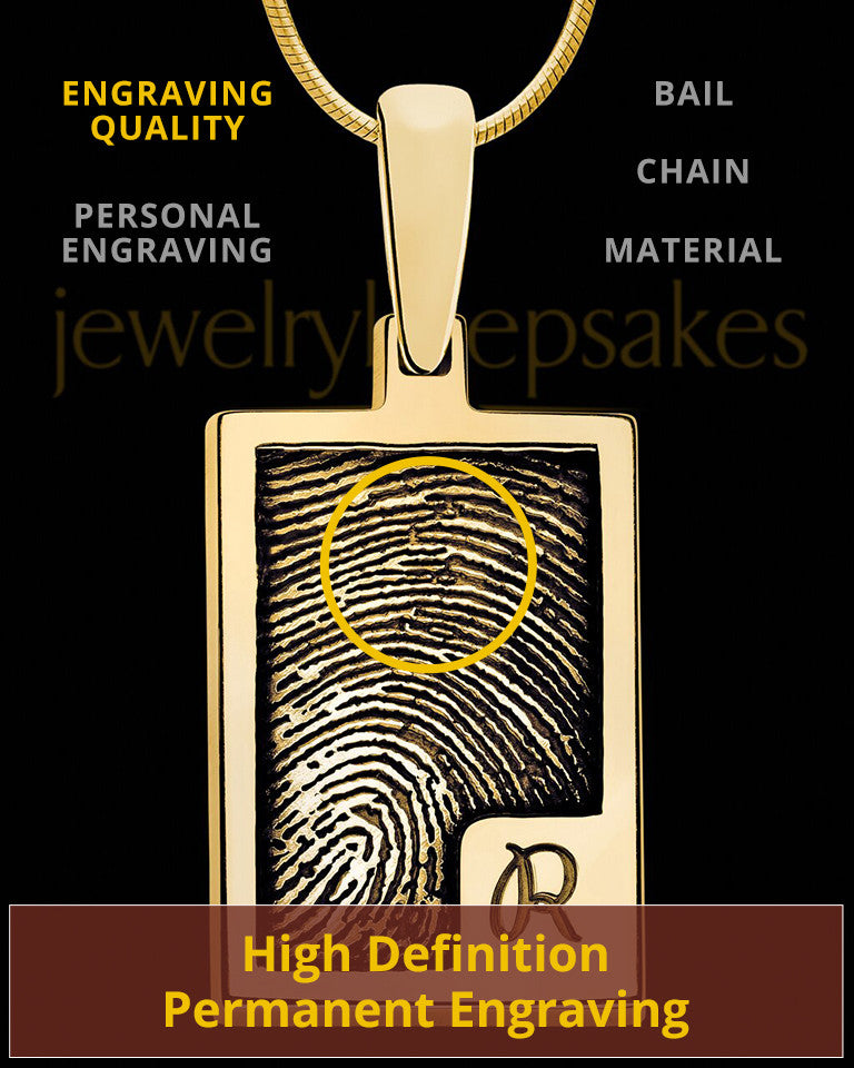 Initial Rectangle Gold Plated Thumbprint Pendant