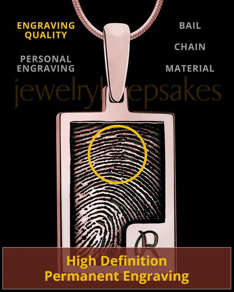 Initial Rectangle Rose Gold Plated Sterling Thumbprint Pendant