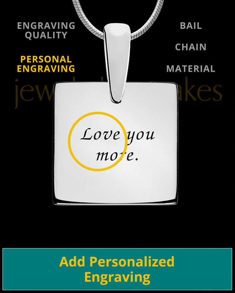 Solid 14k White Gold Tender Heart Square Thumbprint Pendant