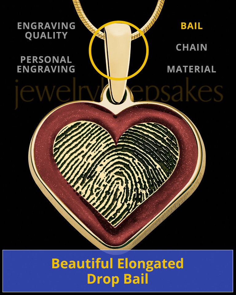 Gold Plated Sterling Colored Heart Thumbprint Pendant
