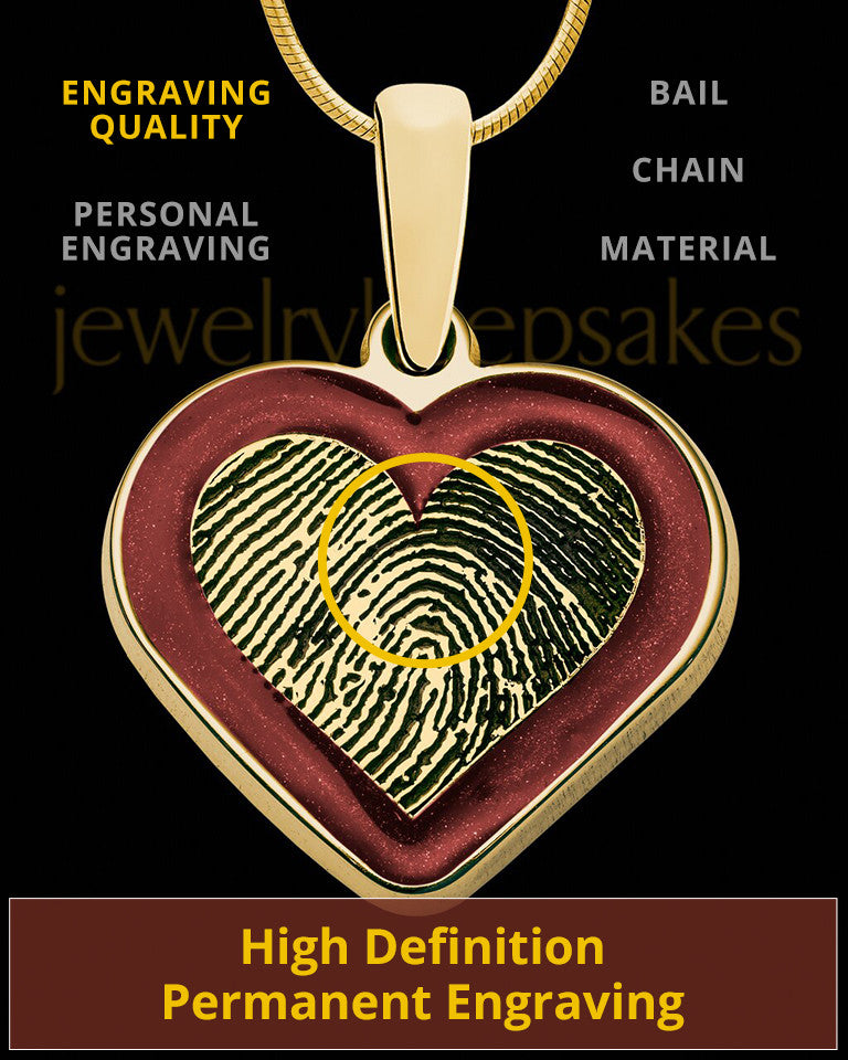 Gold Plated Sterling Colored Heart Thumbprint Pendant