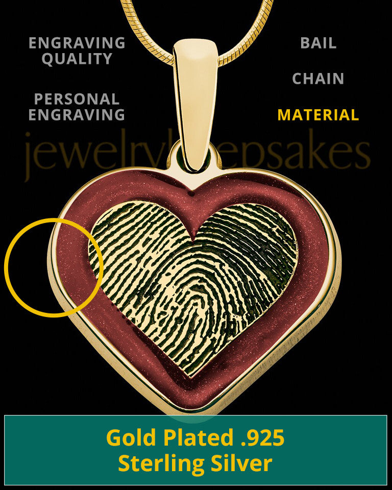 Gold Plated Sterling Colored Heart Thumbprint Pendant